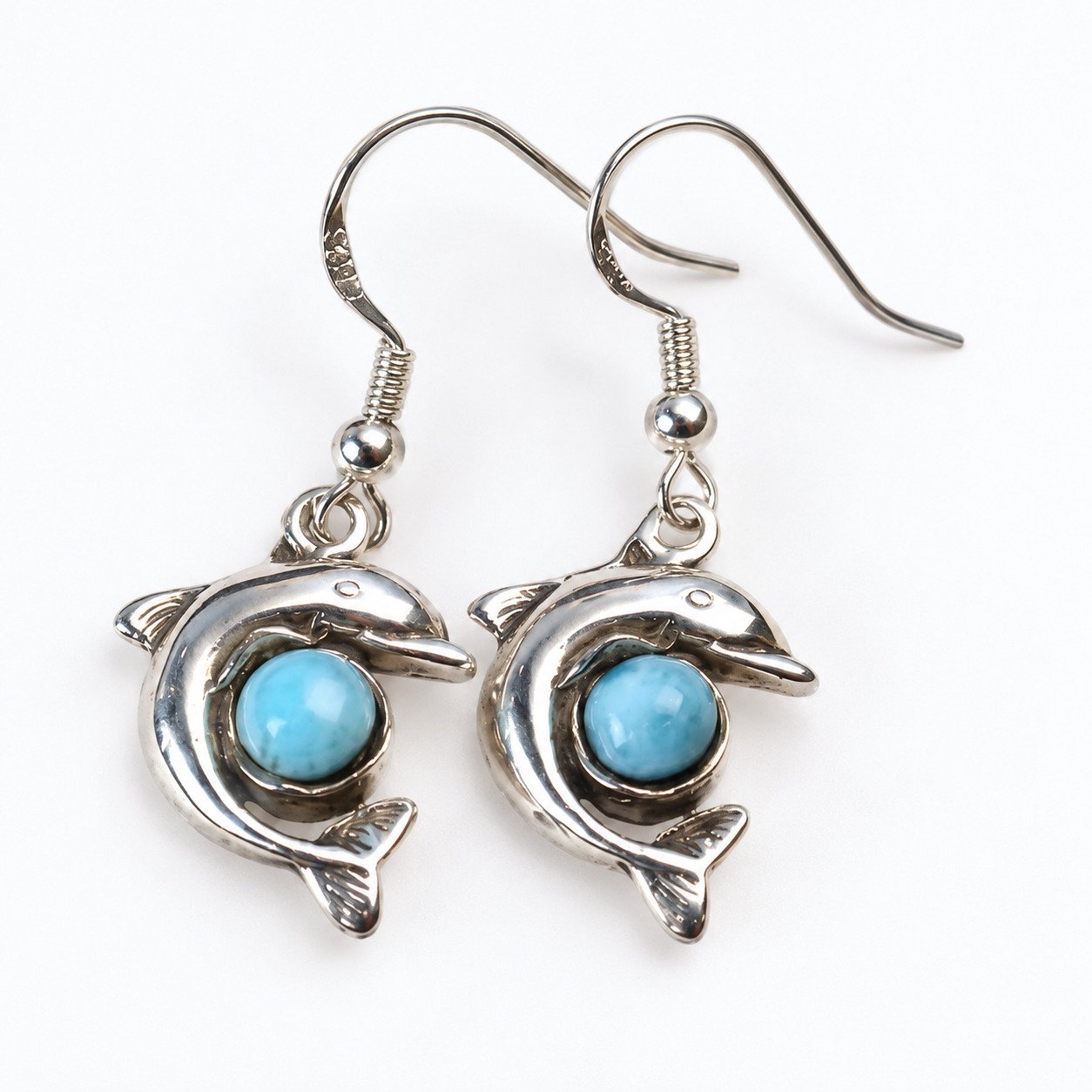 Designer sky blue Dominican Larimar sterling silver earring 5g – photo 4
