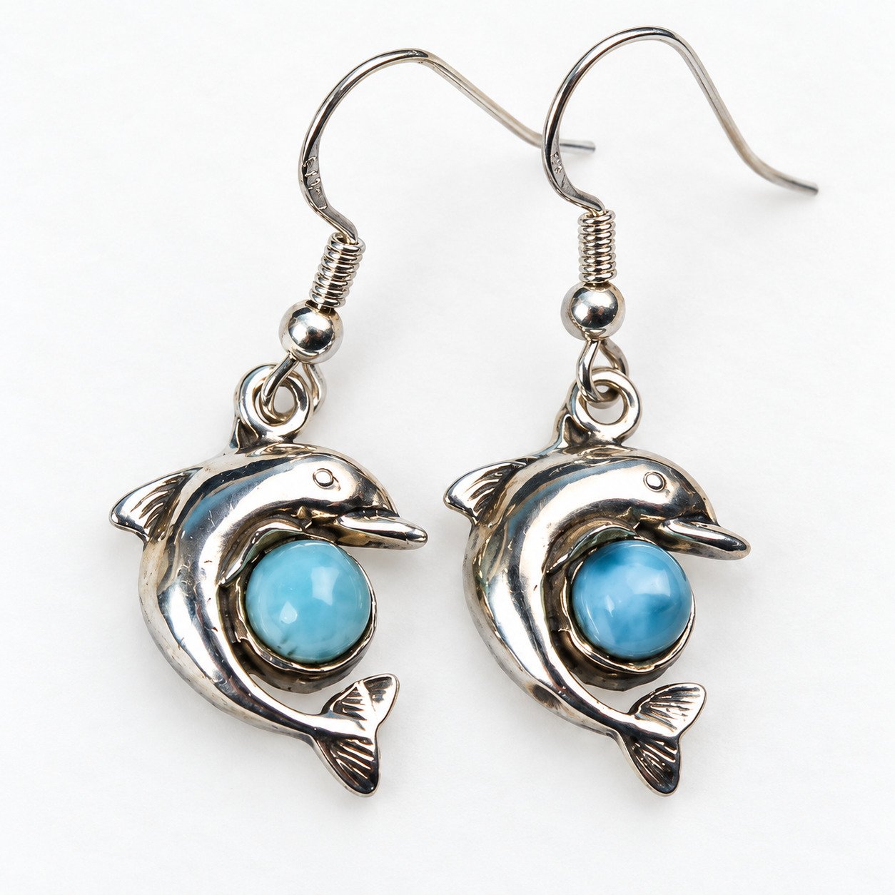 Designer sky blue Dominican Larimar sterling silver earring 5g – photo 5