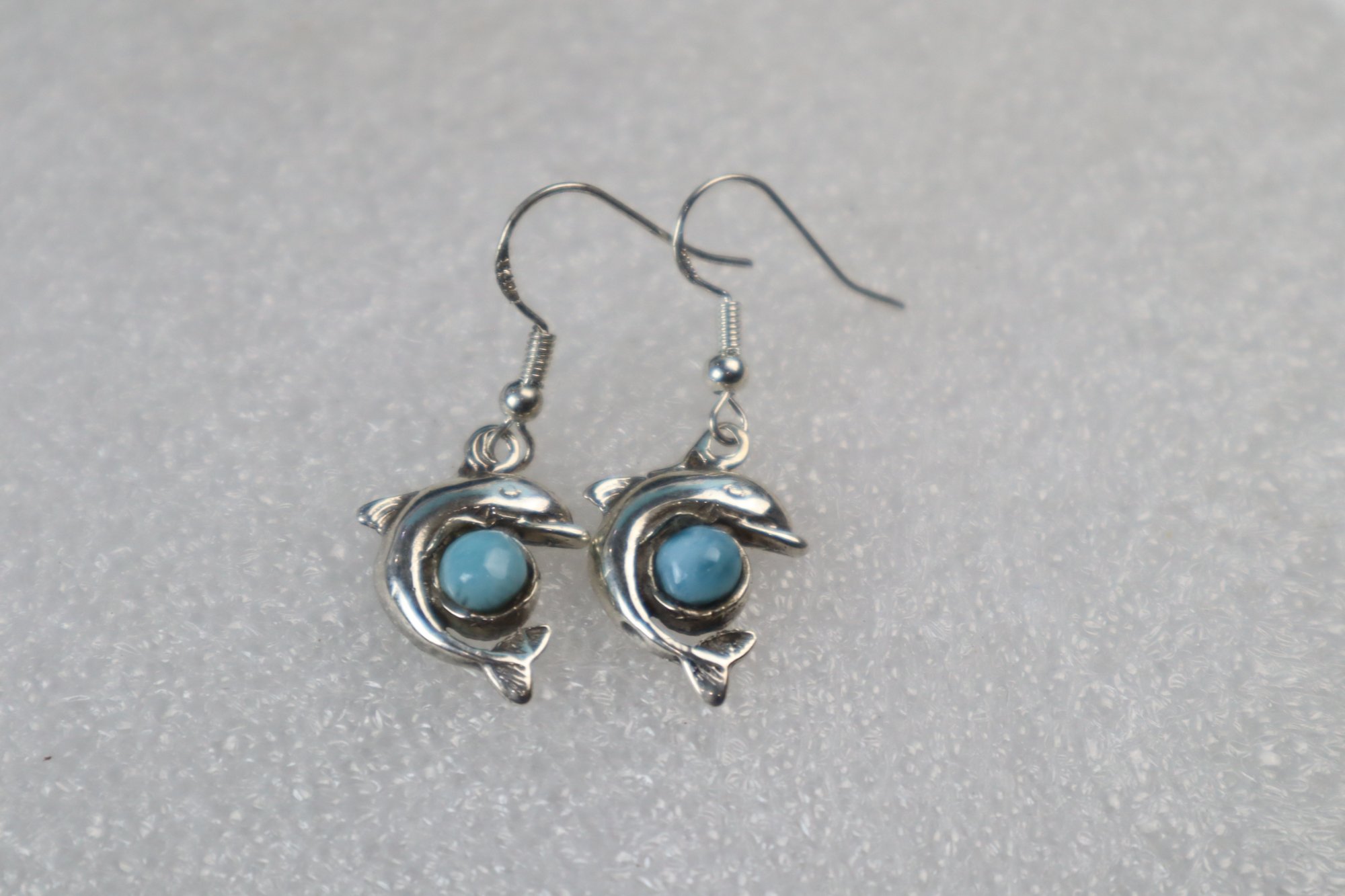 Designer sky blue Dominican Larimar sterling silver earring 5g – photo 6