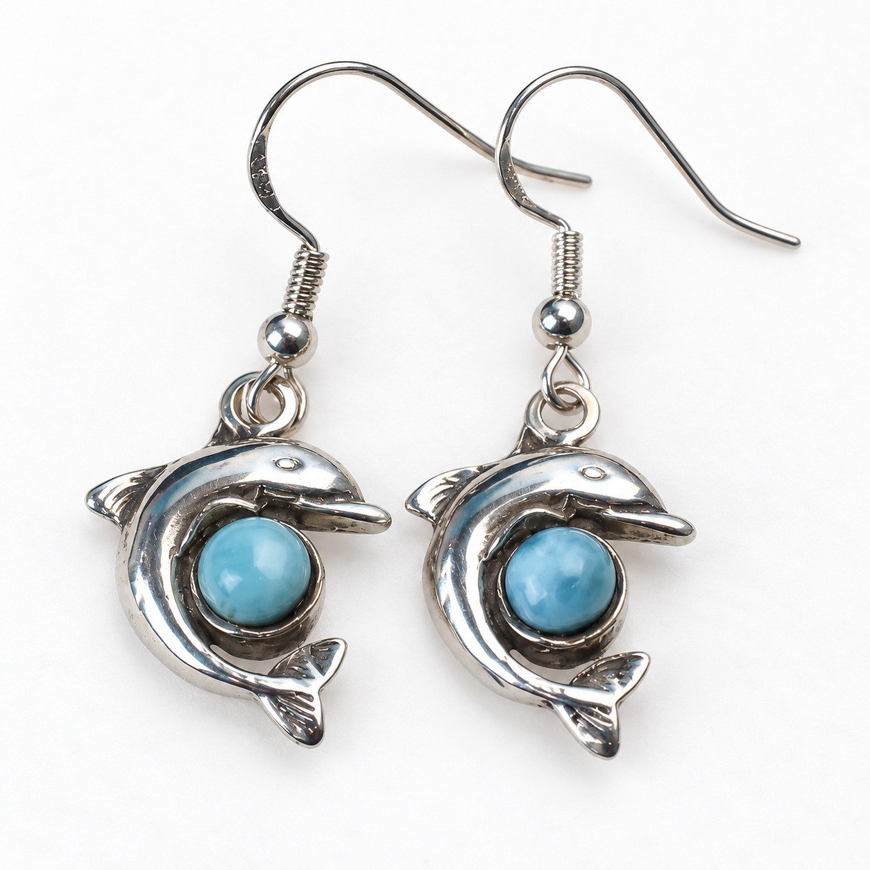 Designer sky blue Dominican Larimar sterling silver earring 5g – photo 7