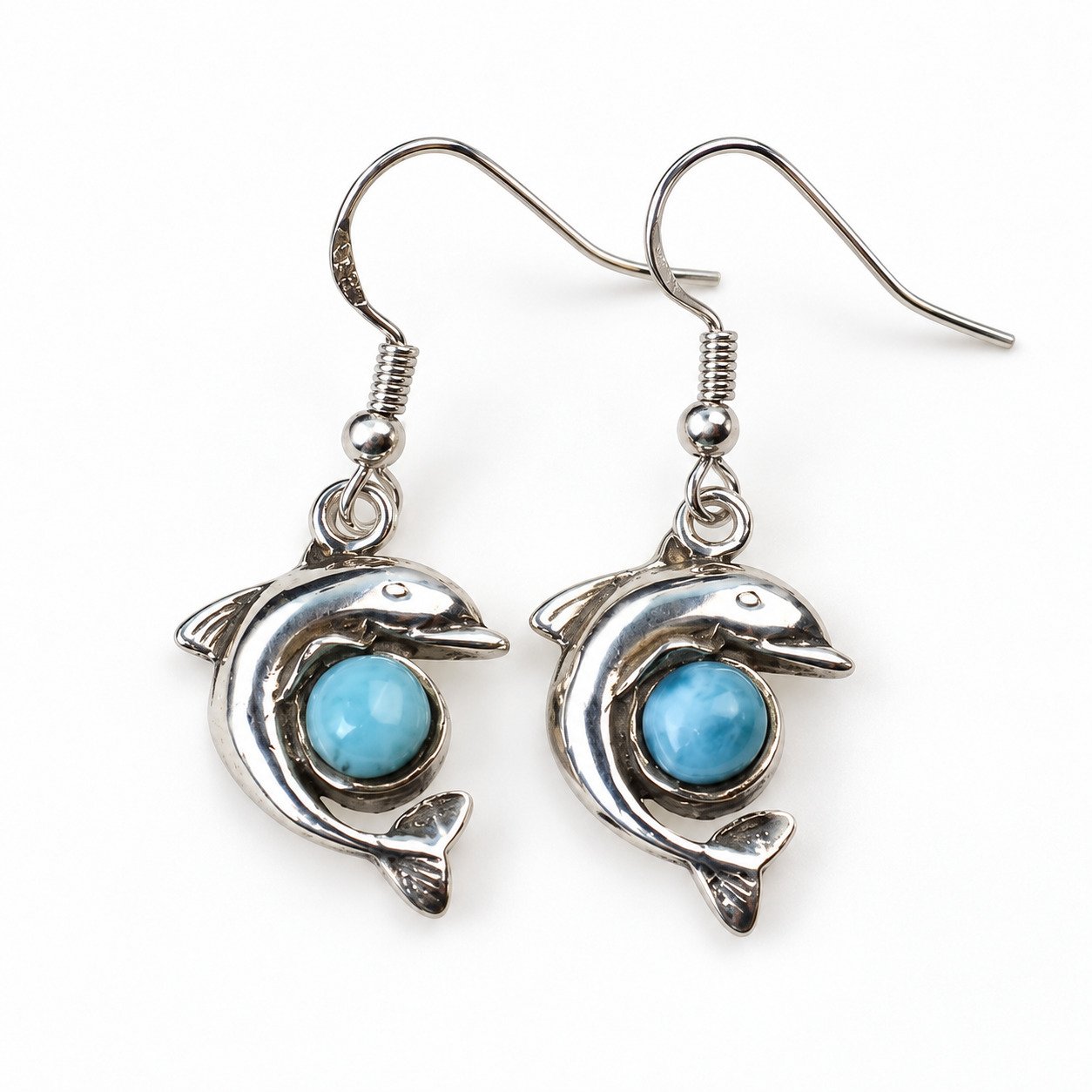 Designer sky blue Dominican Larimar sterling silver earring 5g – photo 8