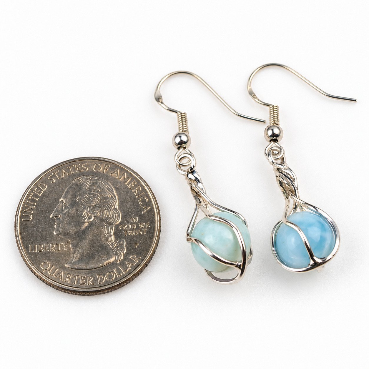 Studio made sky blue Dominican Larimar sterling silver earring 4.1g – photo 4