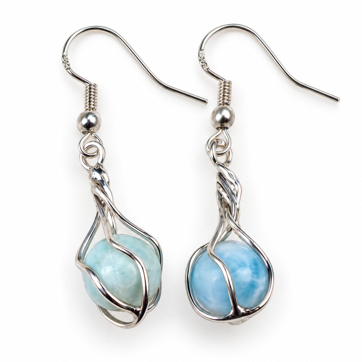 Studio made sky blue Dominican Larimar sterling silver earring 4.1g – photo 5