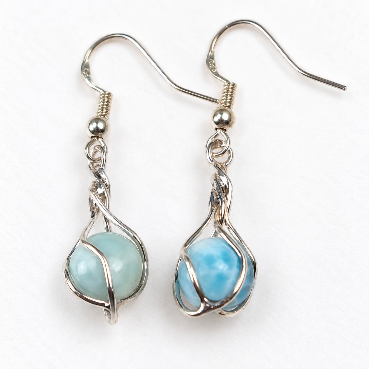 Studio made sky blue Dominican Larimar sterling silver earring 4.1g – photo 6