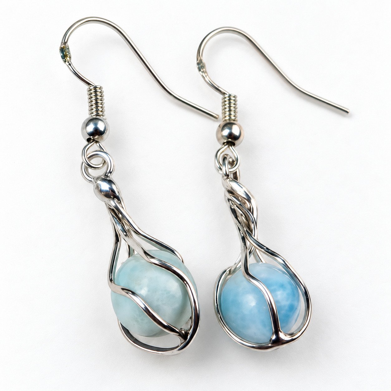 Studio made sky blue Dominican Larimar sterling silver earring 4.1g – photo 7