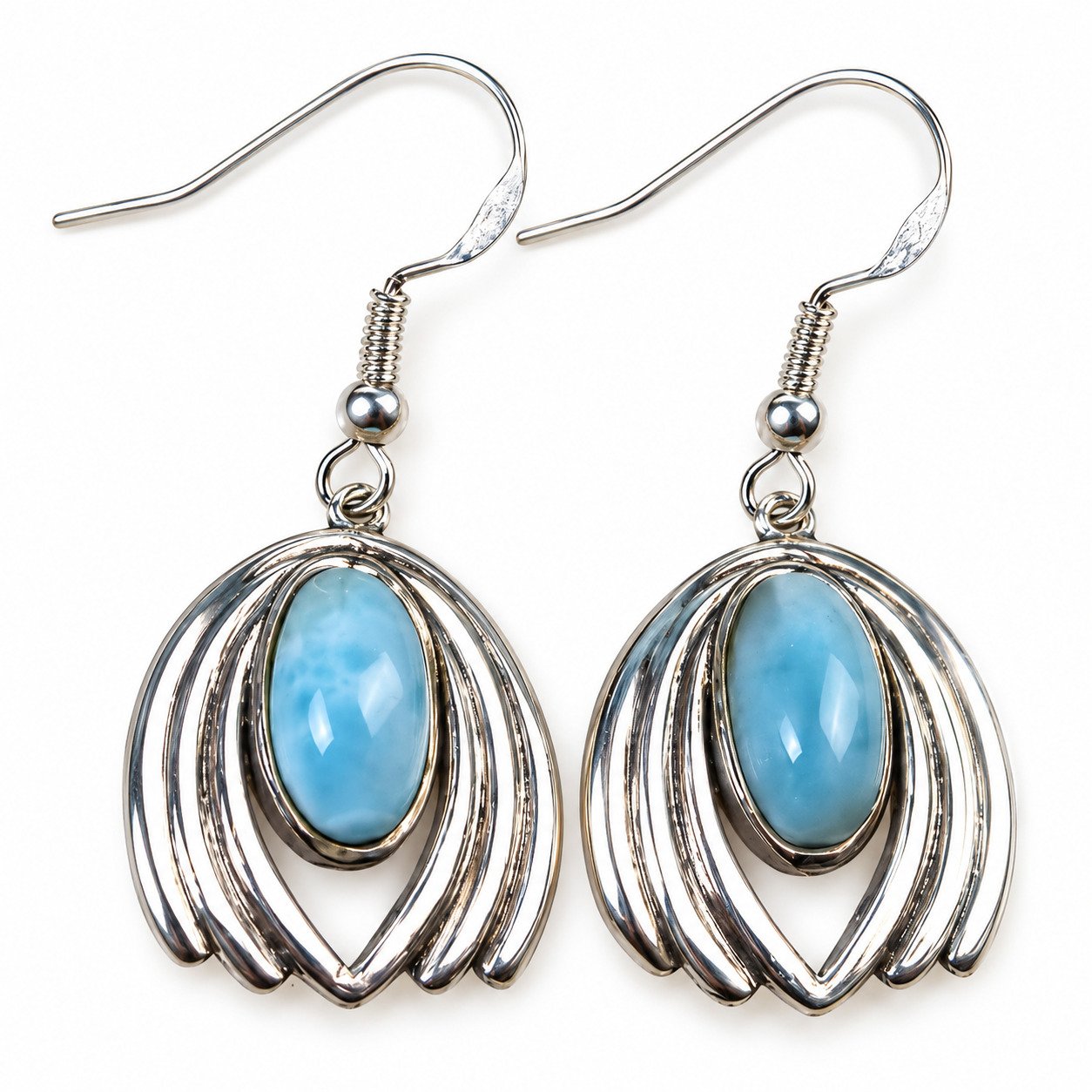 Studio made sky blue Dominican Larimar sterling silver earring 6g