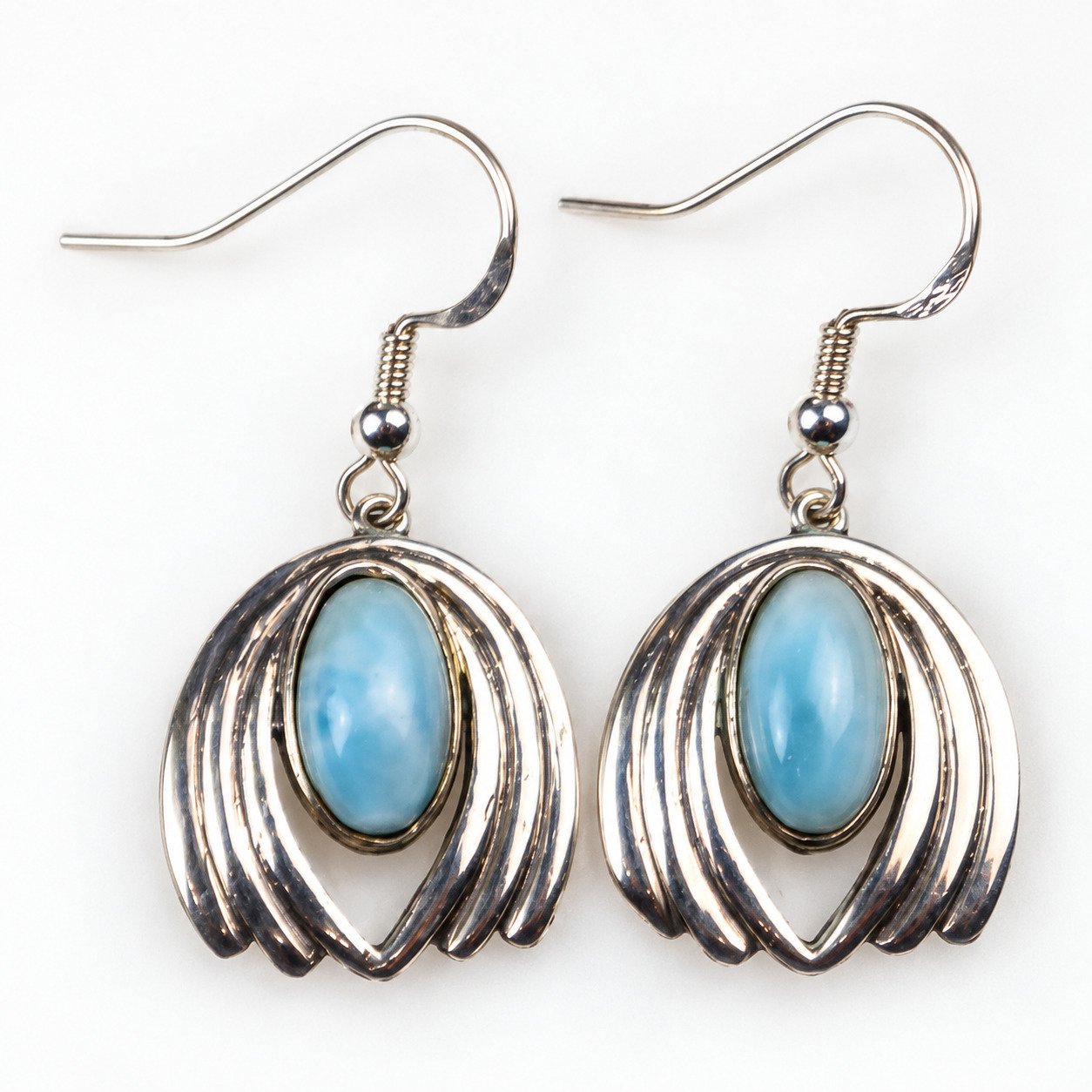 Studio made sky blue Dominican Larimar sterling silver earring 6g – photo 3