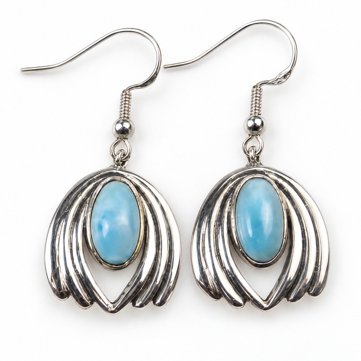 Studio made sky blue Dominican Larimar sterling silver earring 6g – photo 4