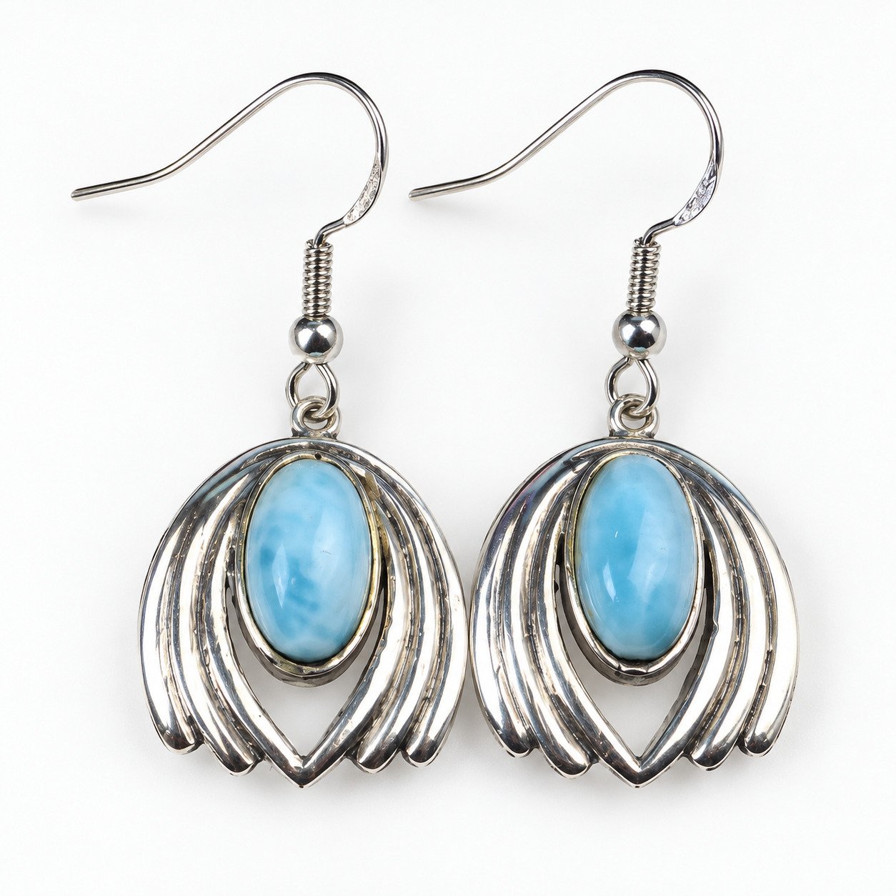 Studio made sky blue Dominican Larimar sterling silver earring 6g – photo 5
