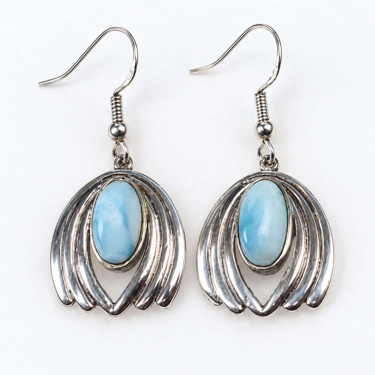 Studio made sky blue Dominican Larimar sterling silver earring 6g – photo 6