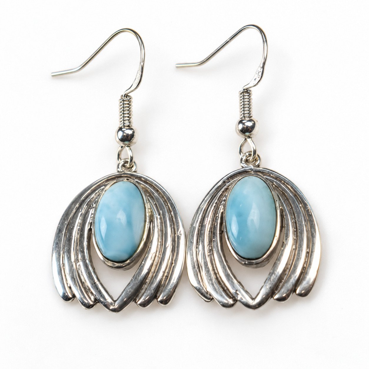 Studio made sky blue Dominican Larimar sterling silver earring 6g – photo 7