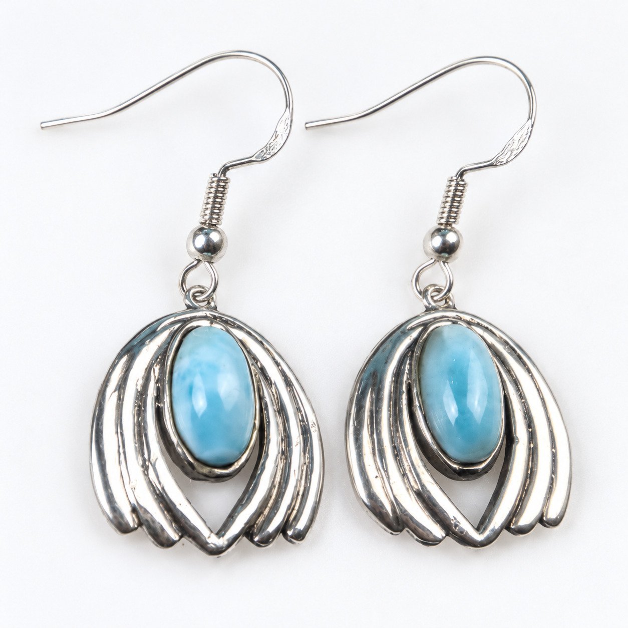 Studio made sky blue Dominican Larimar sterling silver earring 6g – photo 8