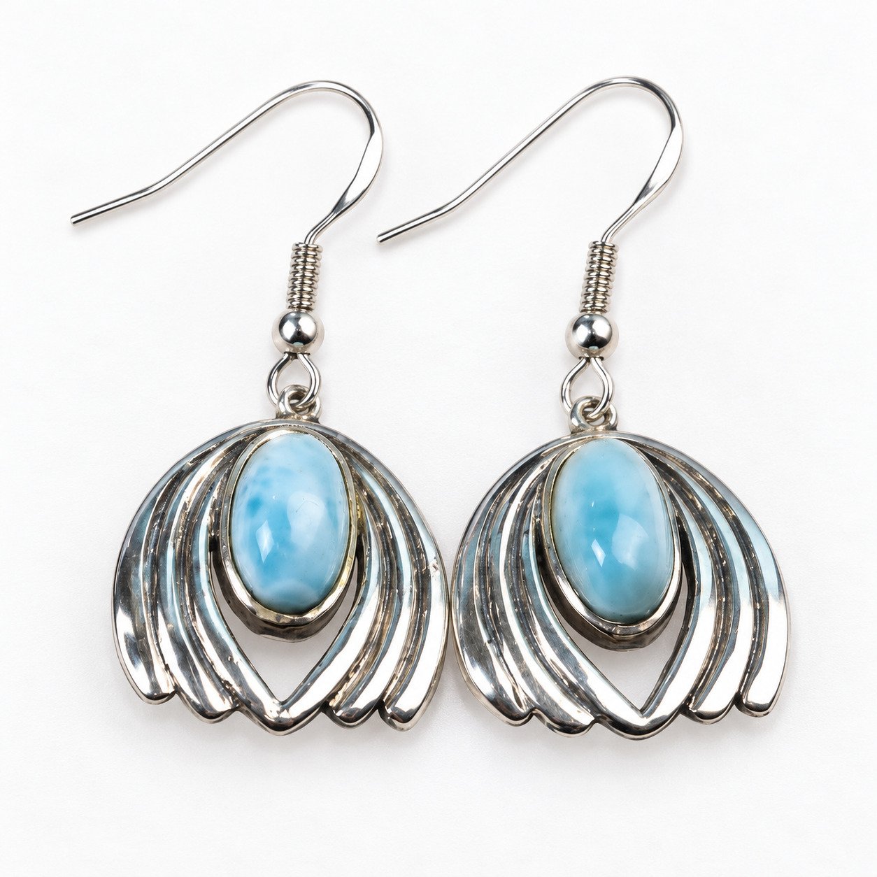 Studio made sky blue Dominican Larimar sterling silver earring 6g – photo 10