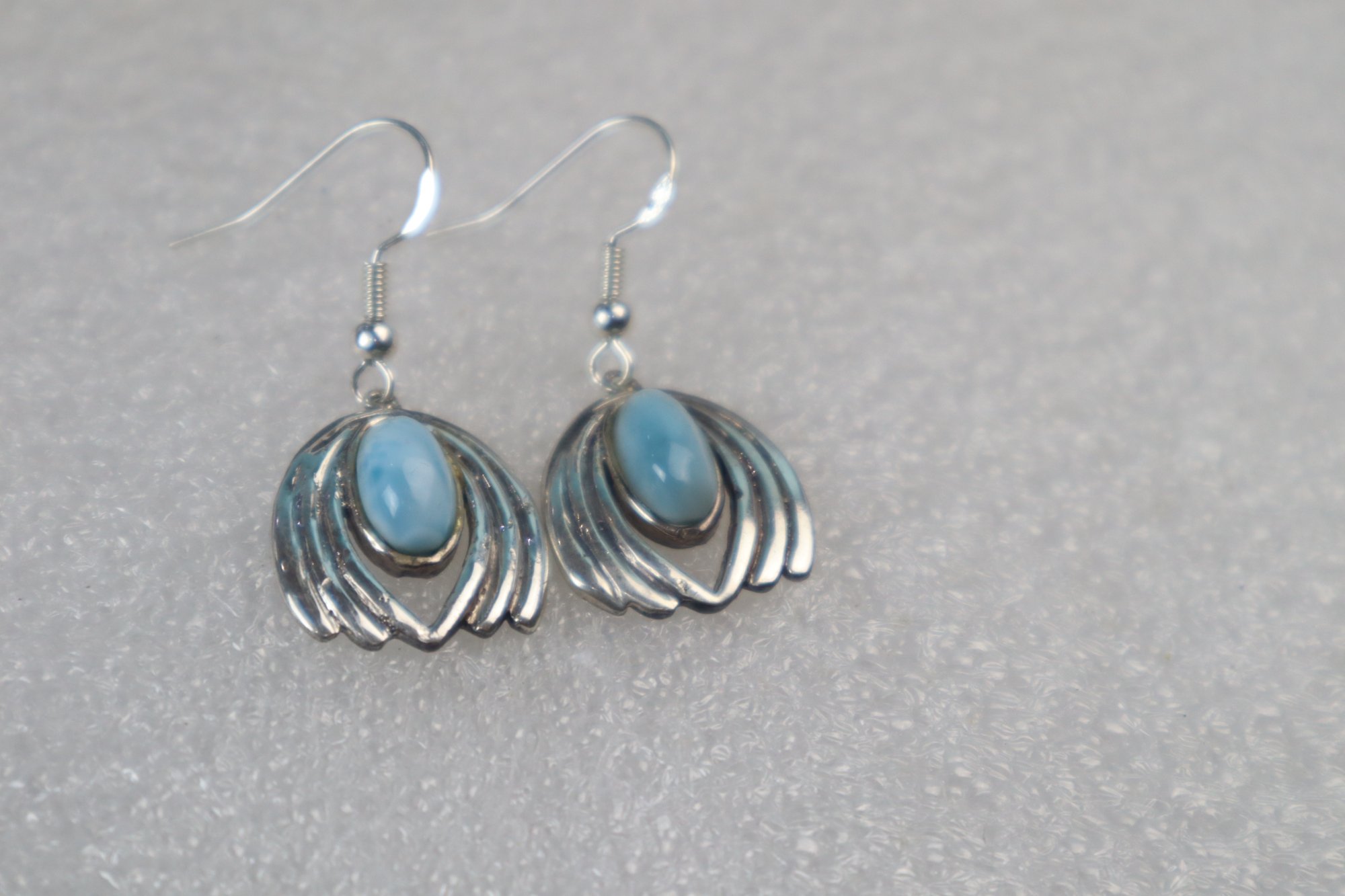 Studio made sky blue Dominican Larimar sterling silver earring 6g – photo 11