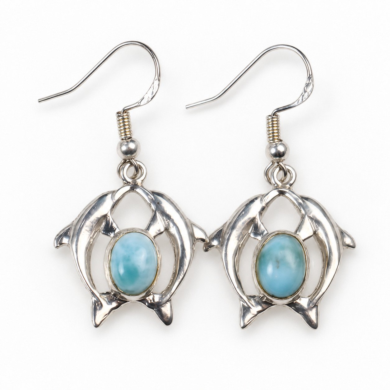 Island crafted sky blue Dominican Larimar sterling silver earring 4.8g – photo 2