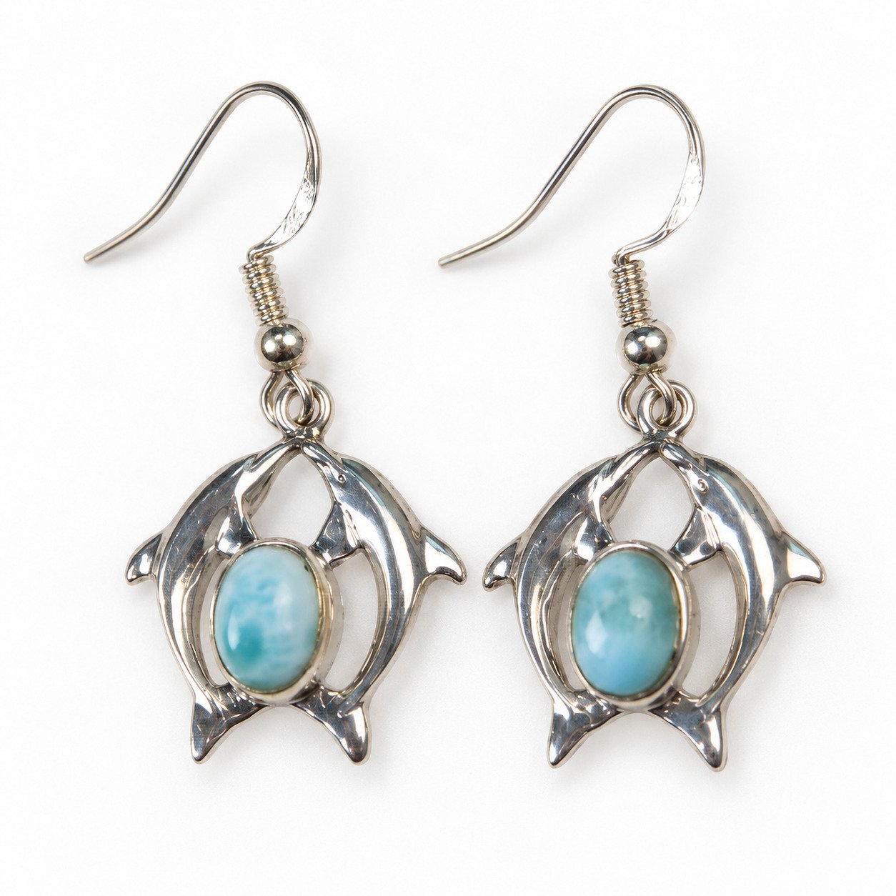 Island crafted sky blue Dominican Larimar sterling silver earring 4.8g – photo 3