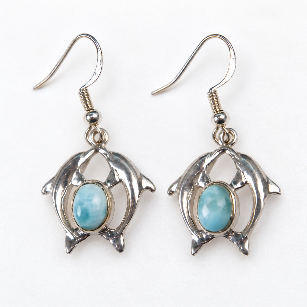 Island crafted sky blue Dominican Larimar sterling silver earring 4.8g – photo 4