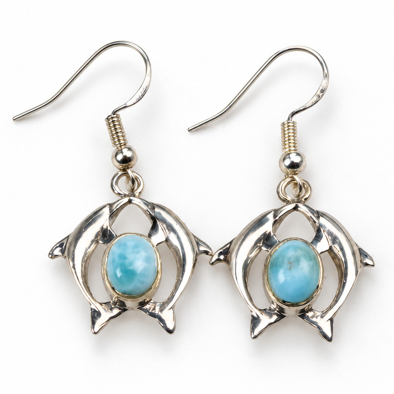 Island crafted sky blue Dominican Larimar sterling silver earring 4.8g – photo 5