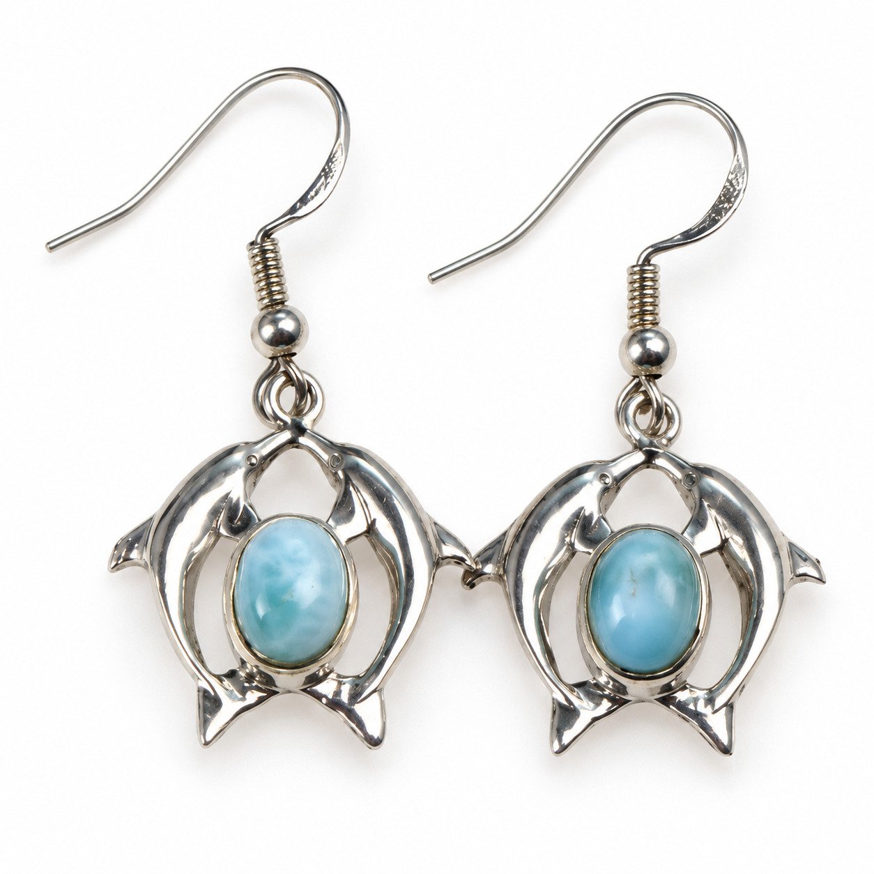 Island crafted sky blue Dominican Larimar sterling silver earring 4.8g – photo 6