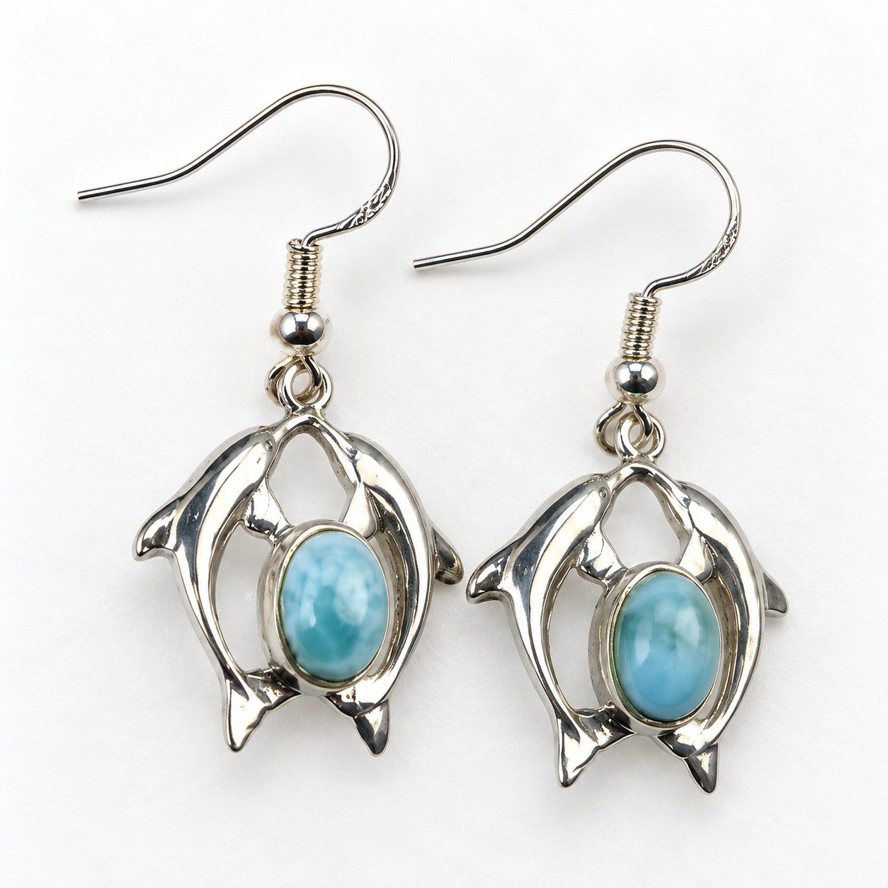Island crafted sky blue Dominican Larimar sterling silver earring 4.8g – photo 7