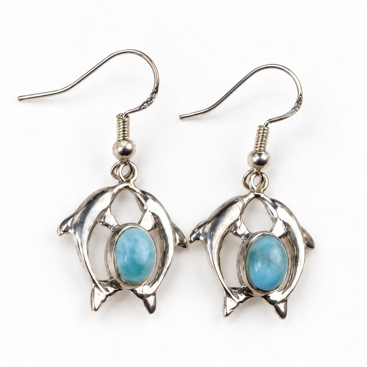 Island crafted sky blue Dominican Larimar sterling silver earring 4.8g – photo 8