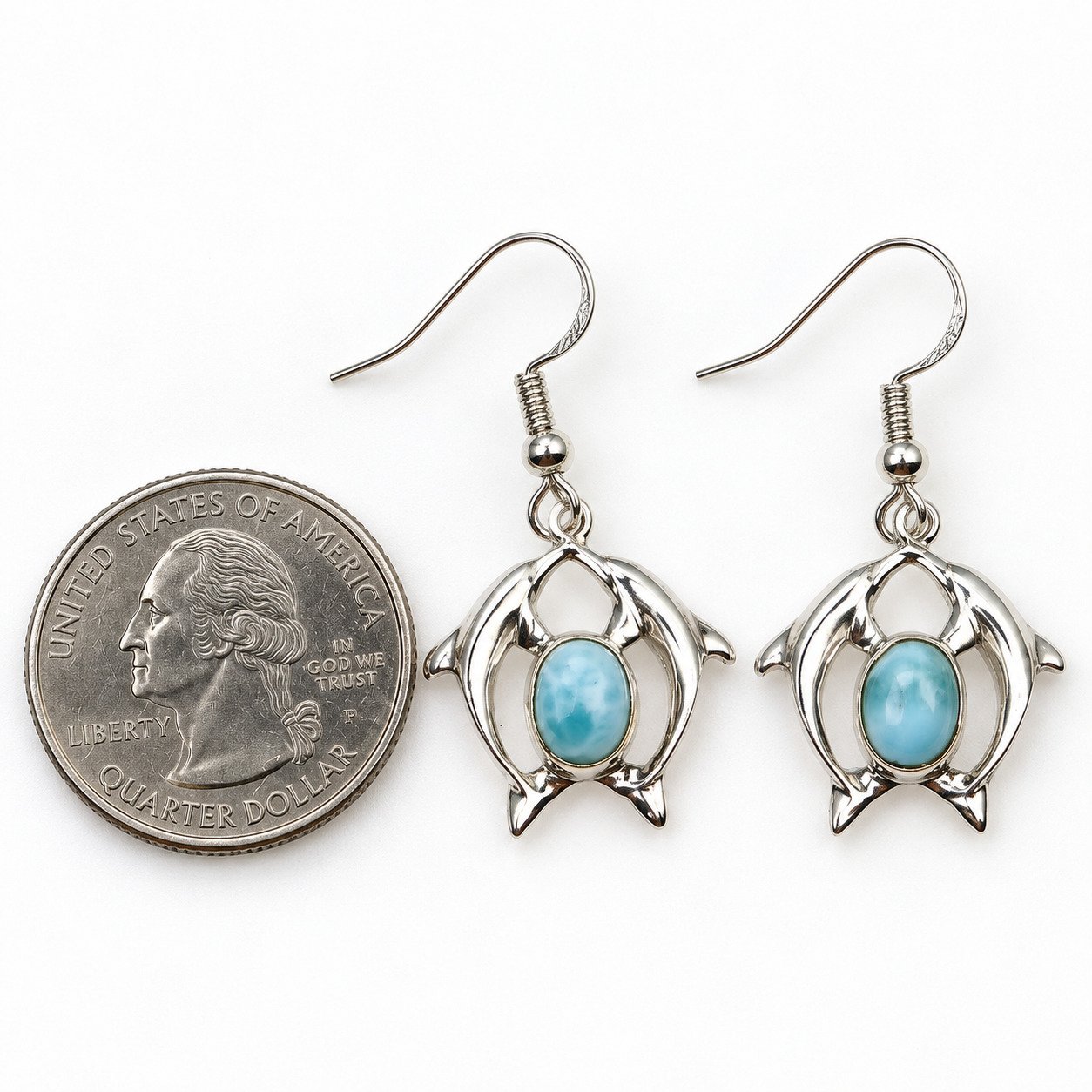 Island crafted sky blue Dominican Larimar sterling silver earring 4.8g – photo 9