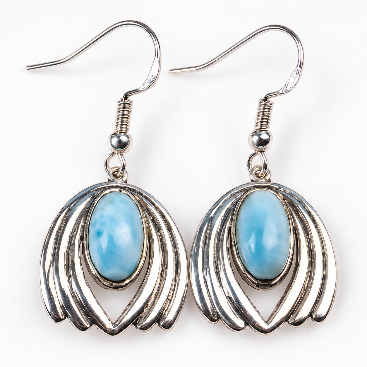 Island crafted sky blue Dominican Larimar sterling silver earring 4.8g – photo 10
