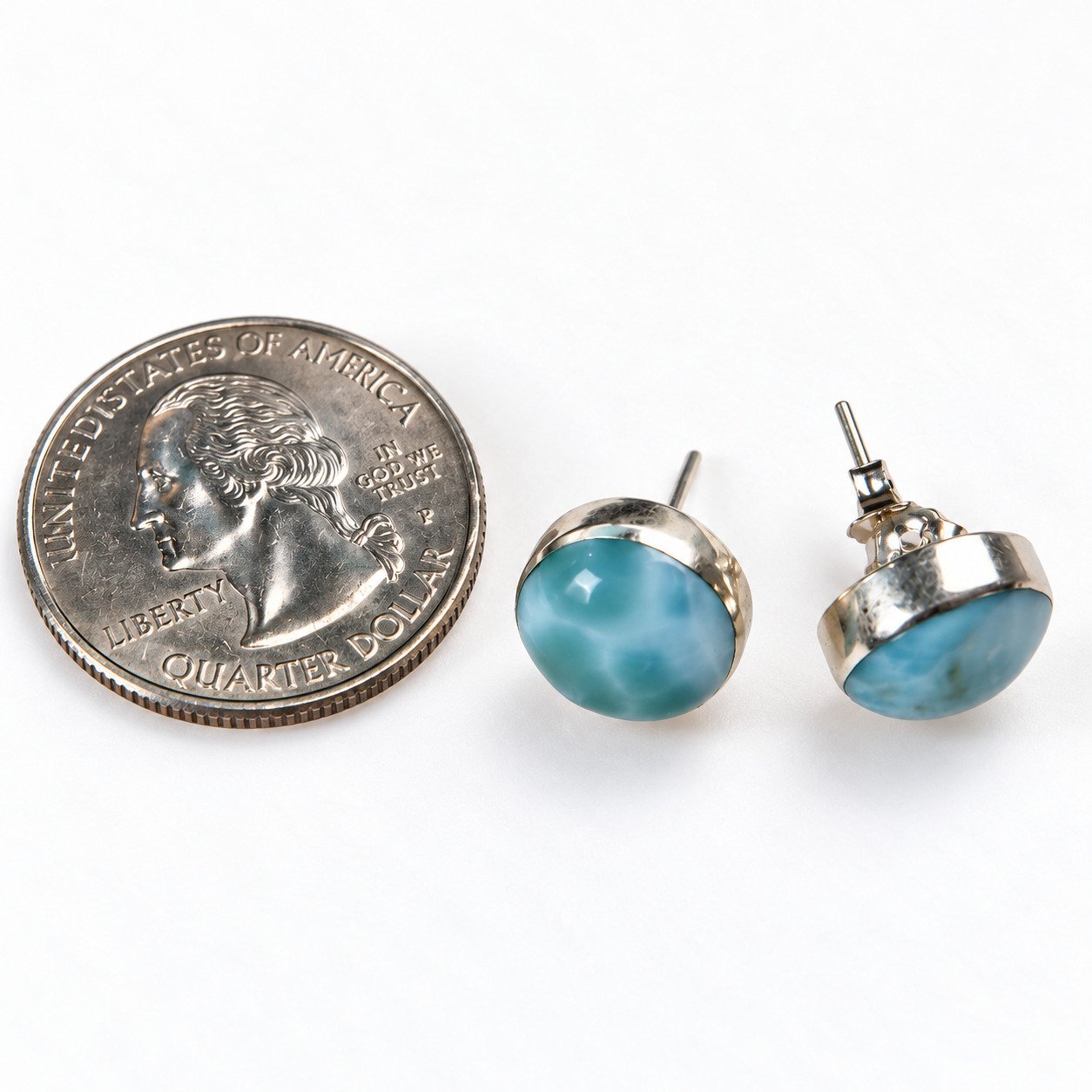 Handcrafted excellence sky blue Dominican Larimar sterling silver earring 3.9g – photo 2