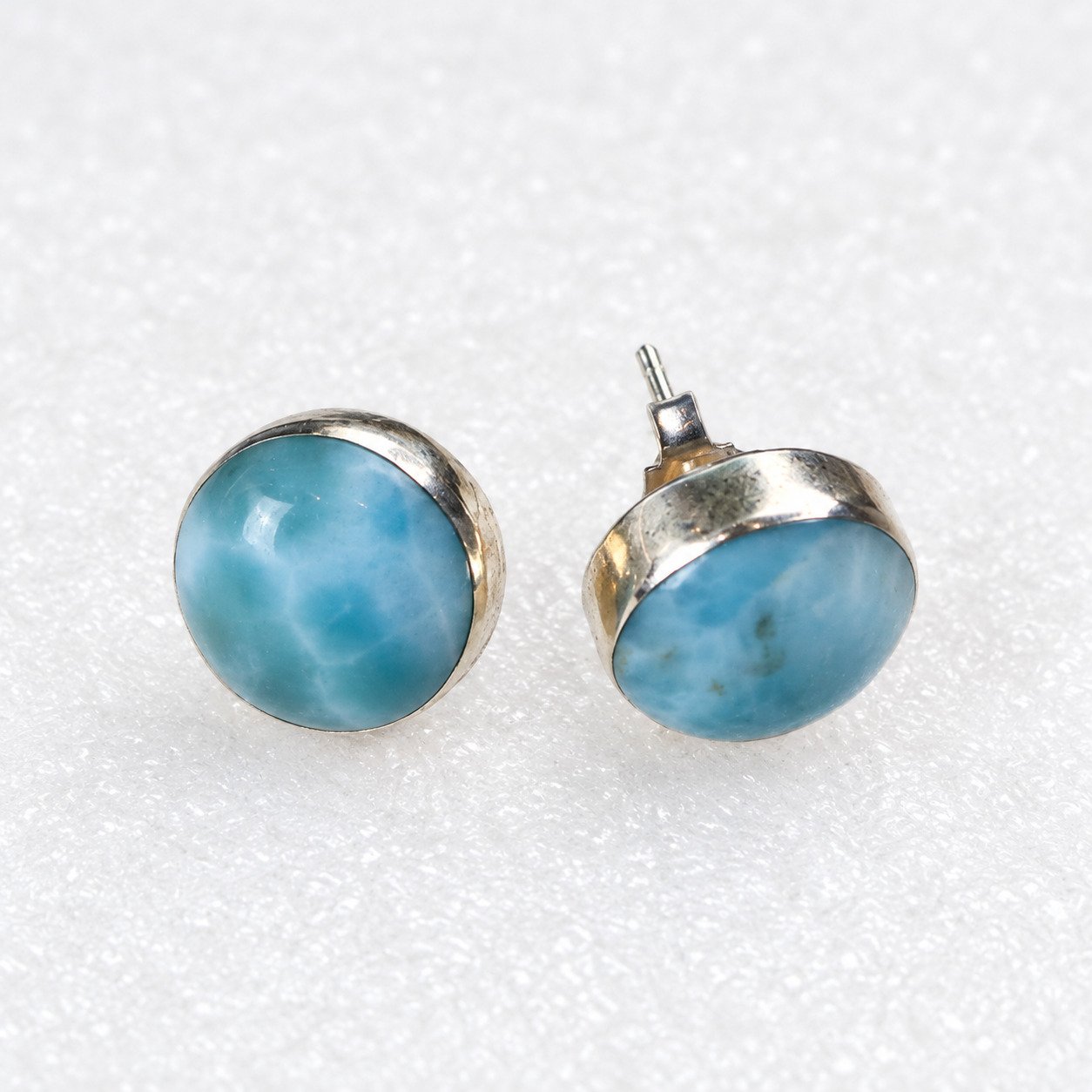 Handcrafted excellence sky blue Dominican Larimar sterling silver earring 3.9g – photo 3