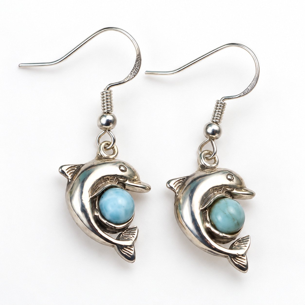 Handcrafted excellence sky blue Dominican Larimar sterling silver earring 4.6g – photo 3