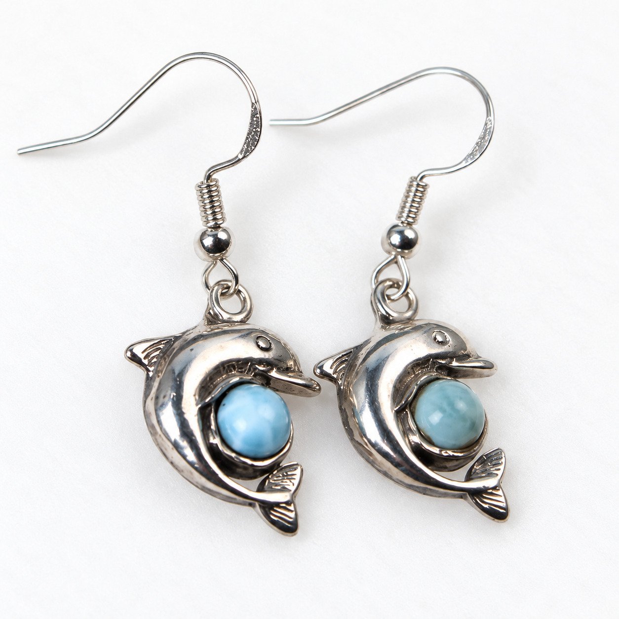 Handcrafted excellence sky blue Dominican Larimar sterling silver earring 4.6g – photo 4