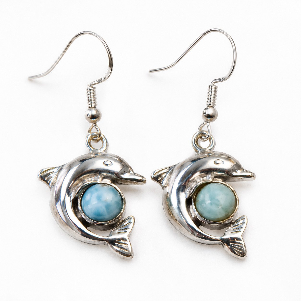 Handcrafted excellence sky blue Dominican Larimar sterling silver earring 4.6g – photo 5