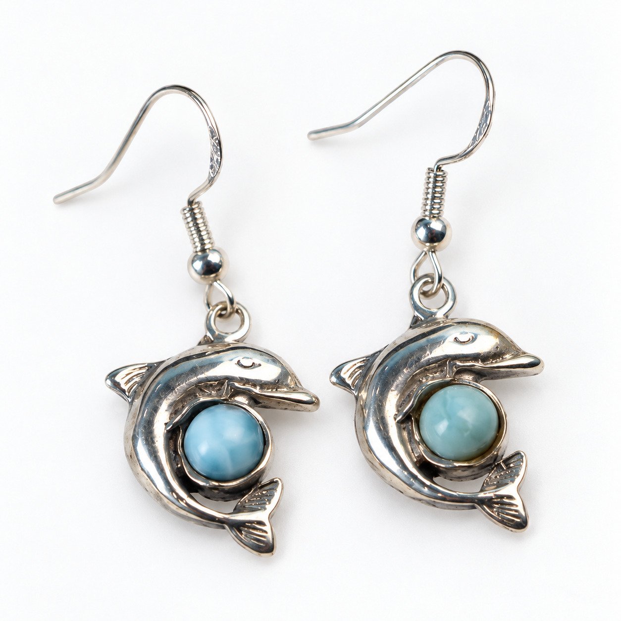 Handcrafted excellence sky blue Dominican Larimar sterling silver earring 4.6g – photo 6
