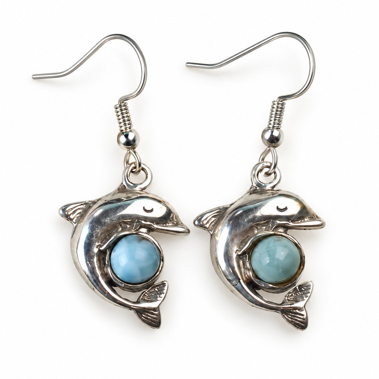 Handcrafted excellence sky blue Dominican Larimar sterling silver earring 4.6g – photo 7