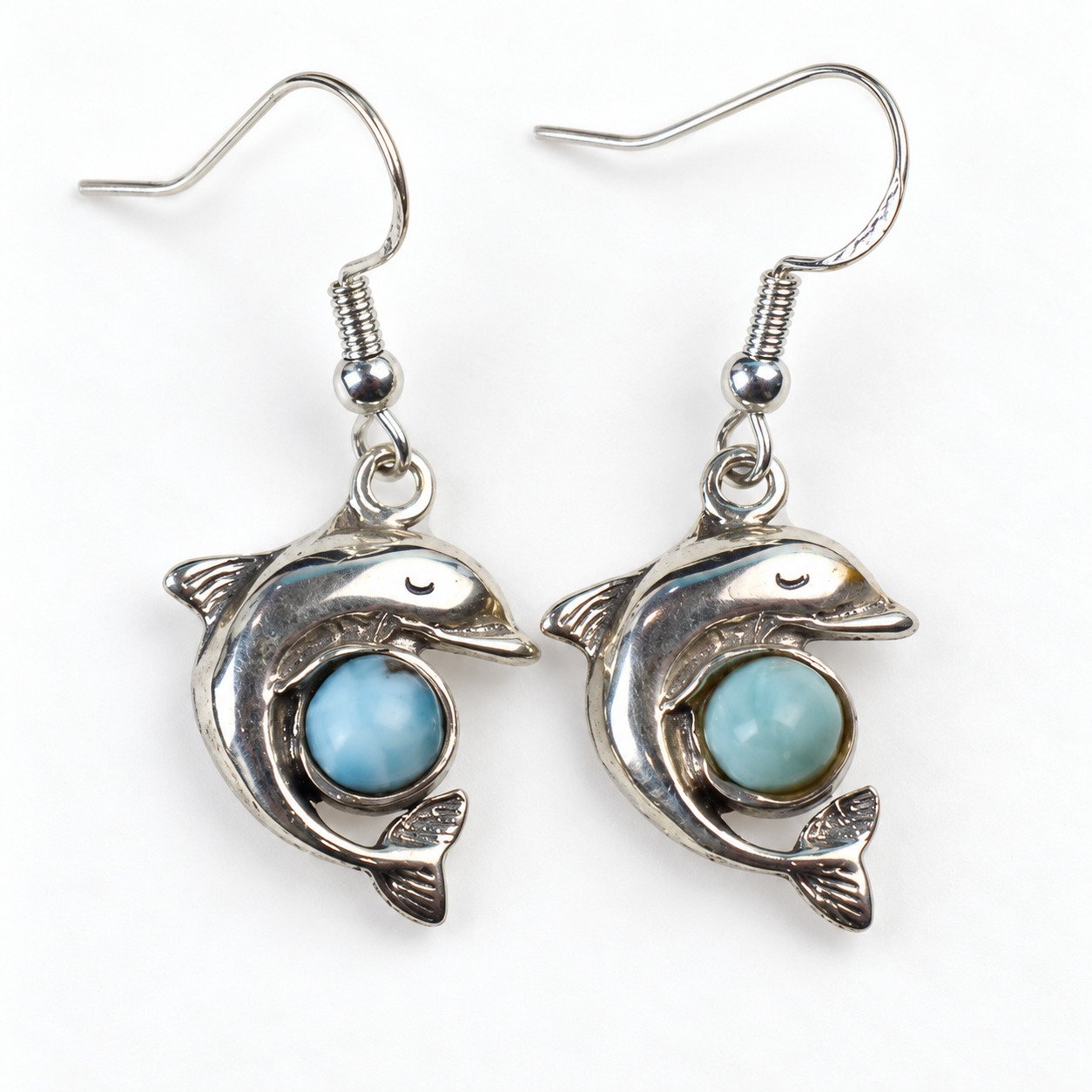 Handcrafted excellence sky blue Dominican Larimar sterling silver earring 4.6g – photo 8