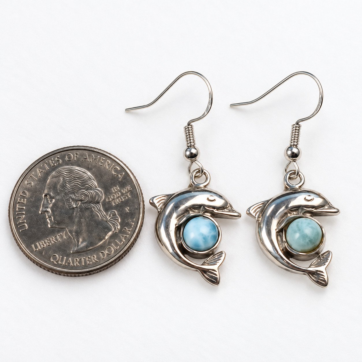 Handcrafted excellence sky blue Dominican Larimar sterling silver earring 4.6g – photo 9
