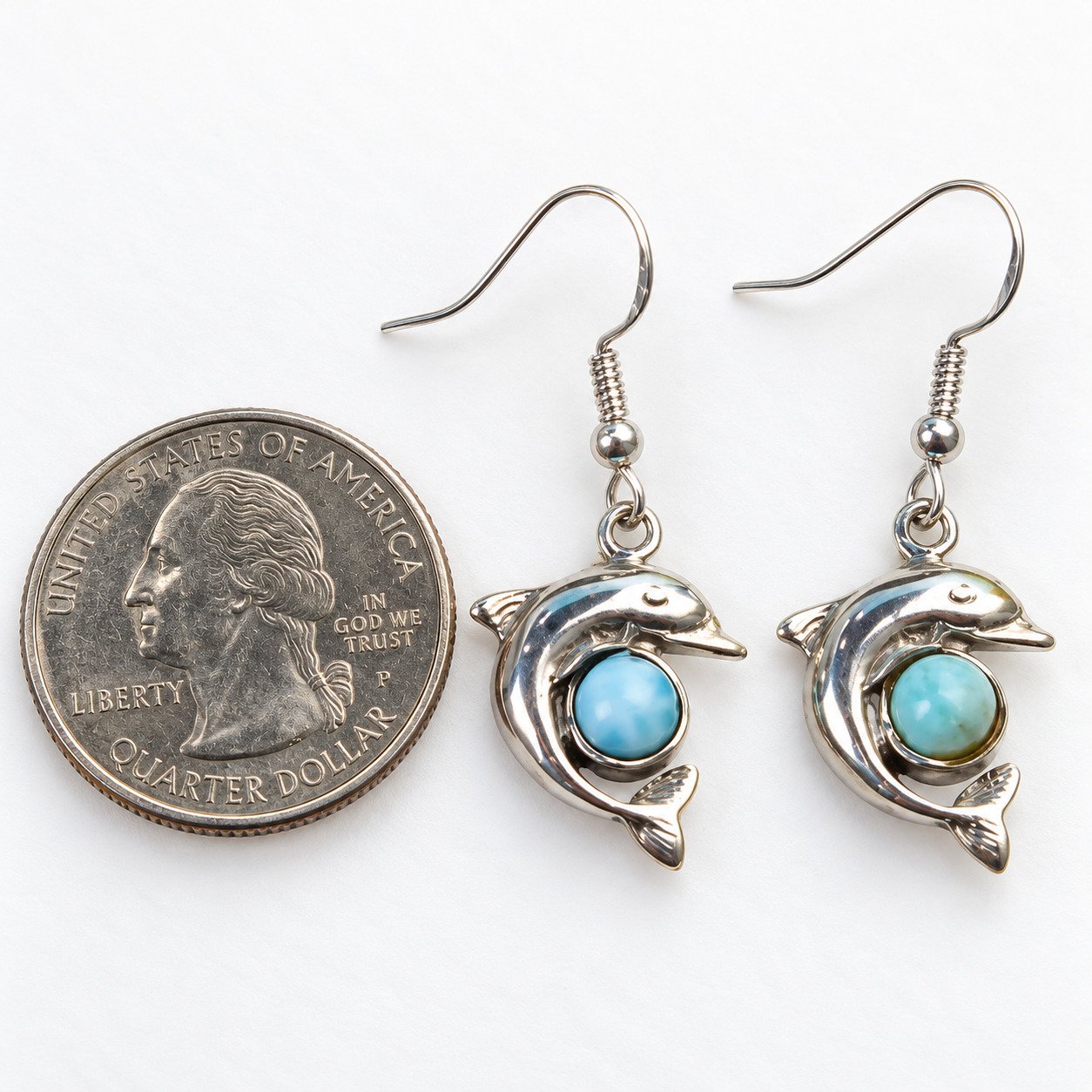 Handcrafted excellence sky blue Dominican Larimar sterling silver earring 4.6g – photo 10