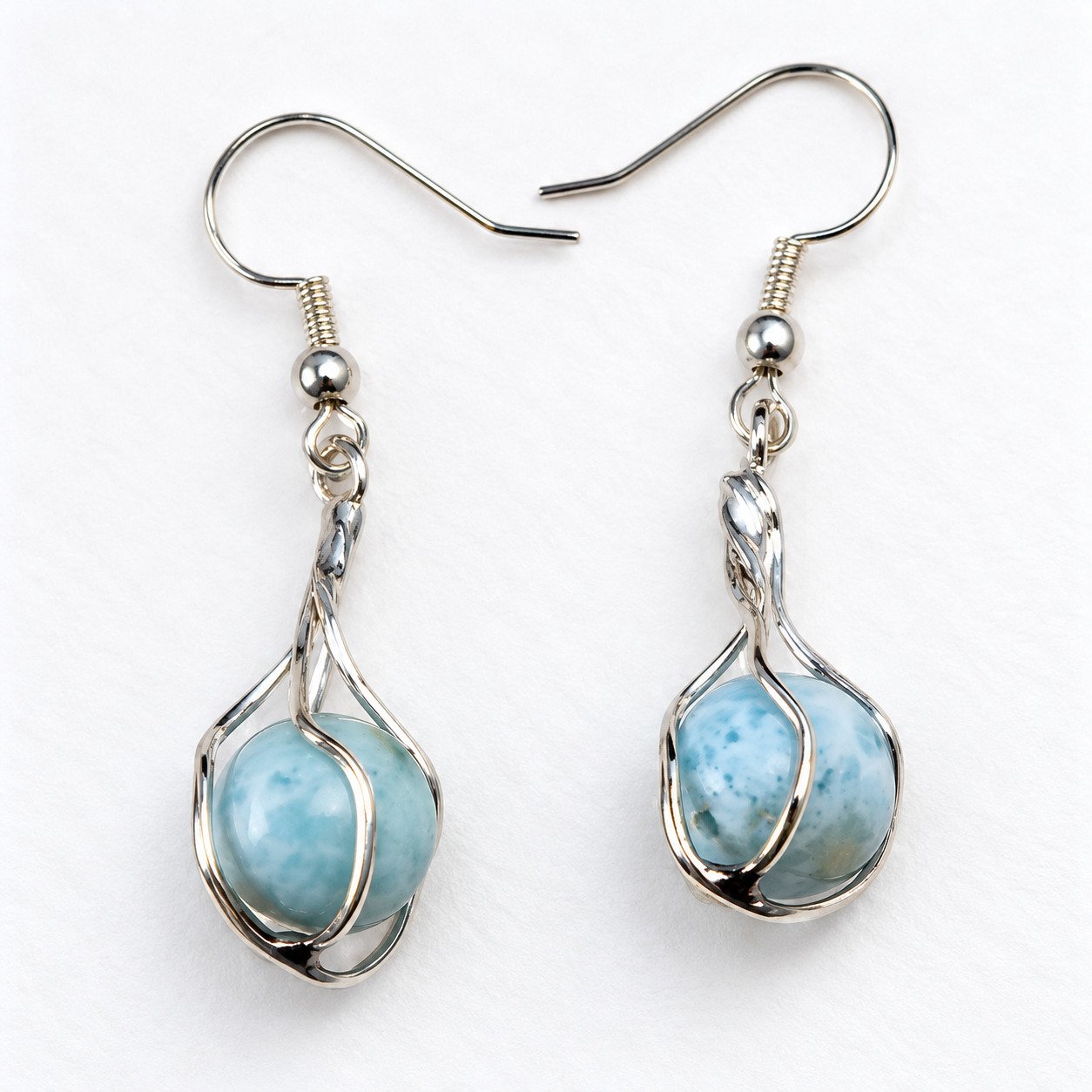 Handcrafted excellence sky blue Dominican Larimar sterling silver earring 4.8g – photo 6