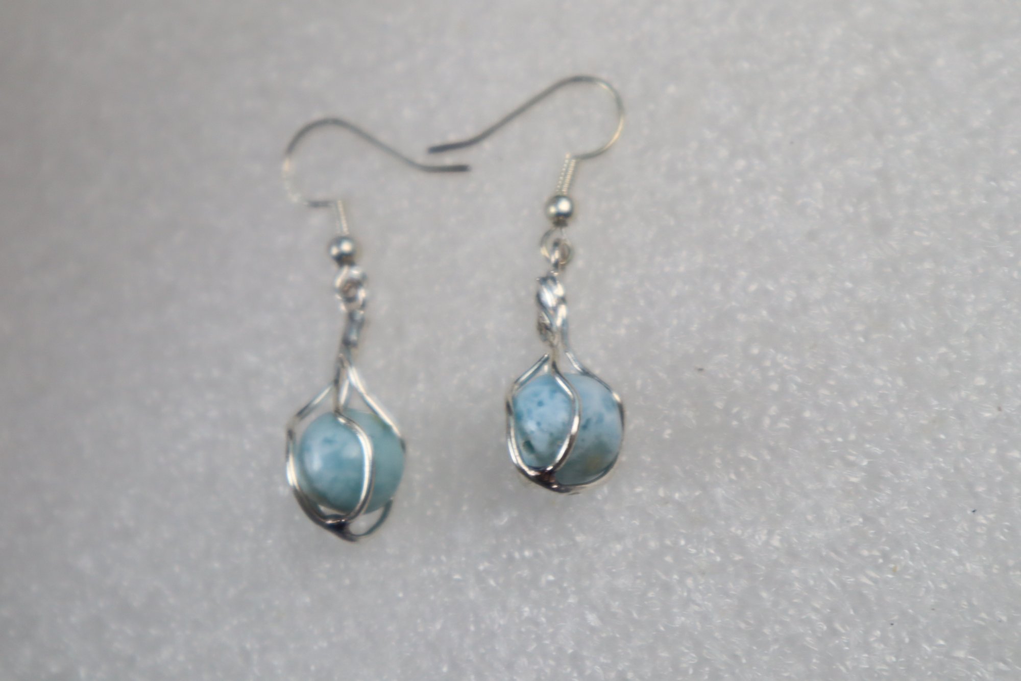 Handcrafted excellence sky blue Dominican Larimar sterling silver earring 4.8g – photo 8