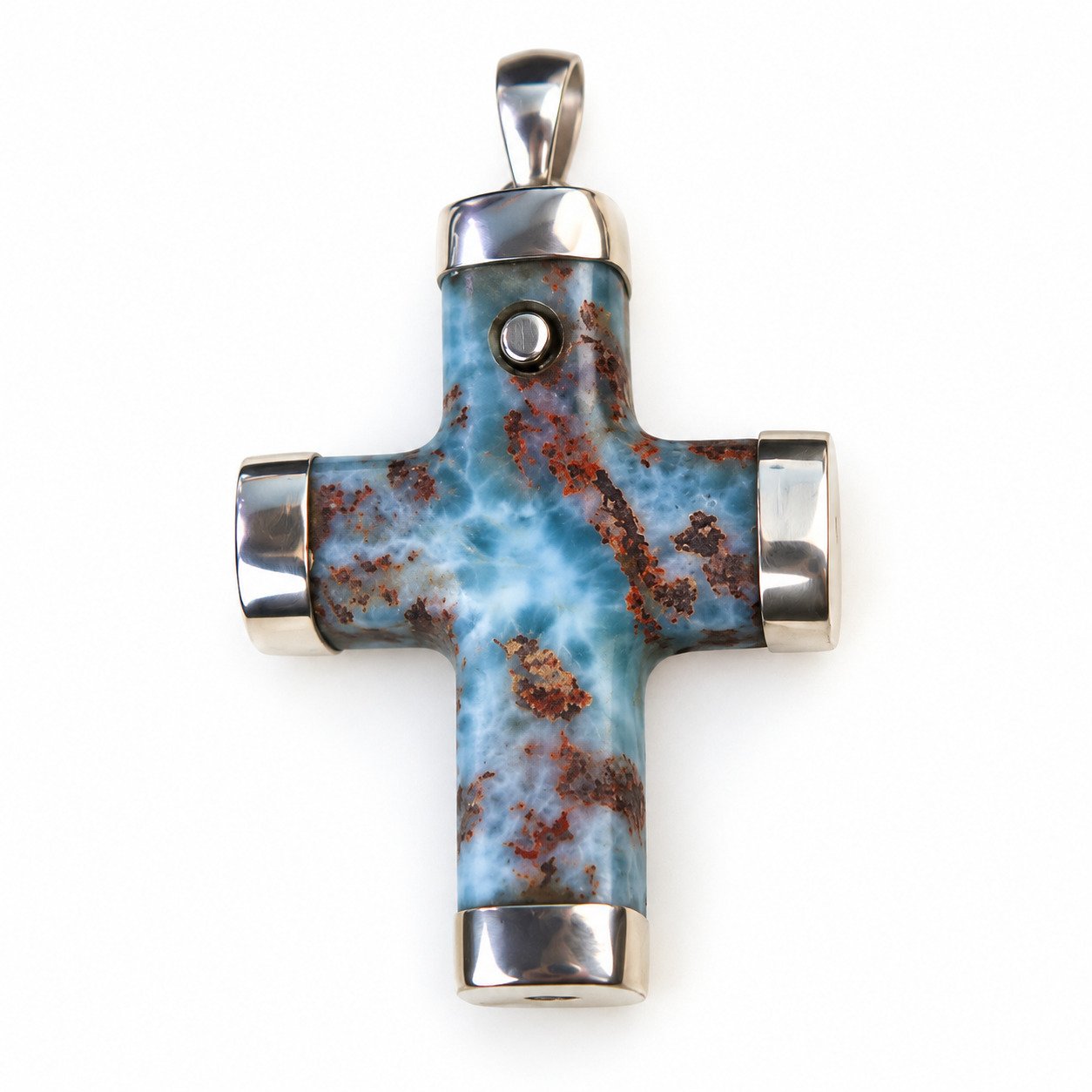 Heritage craftsmanship red blue Dominican Larimar sterling silver pendant 13.7g – photo 2