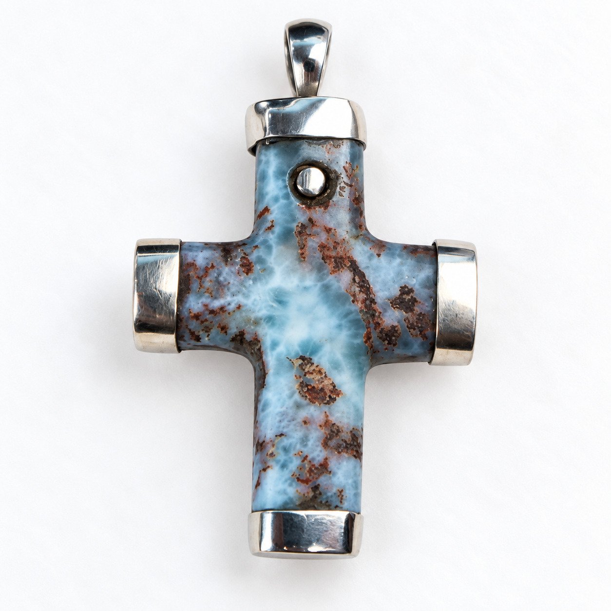 Heritage craftsmanship red blue Dominican Larimar sterling silver pendant 13.7g – photo 4