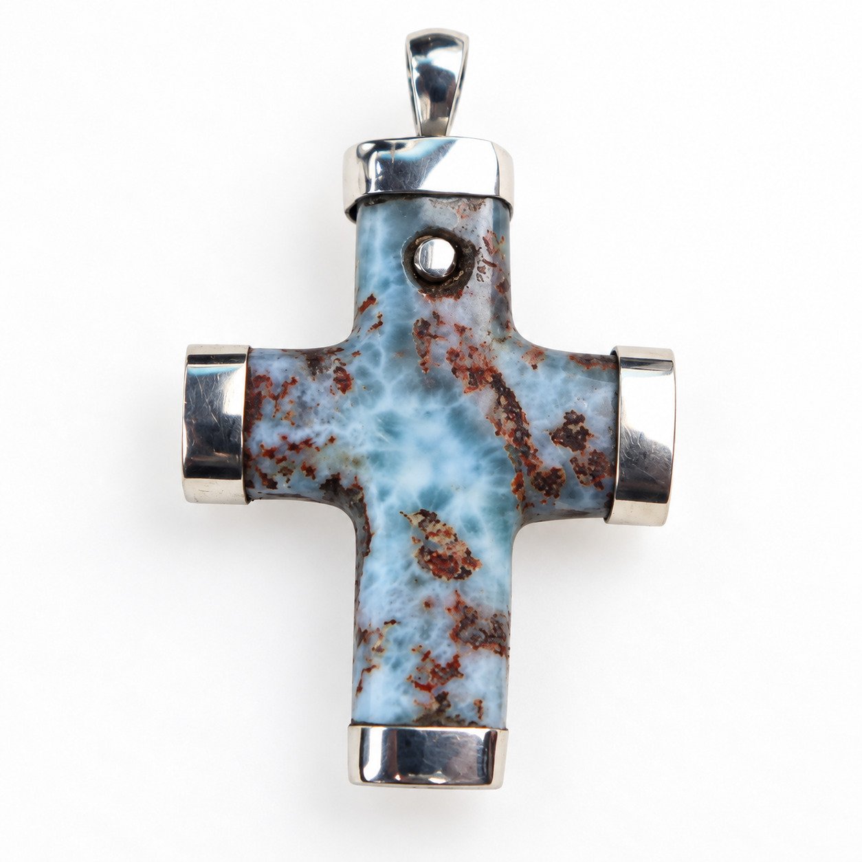 Heritage craftsmanship red blue Dominican Larimar sterling silver pendant 13.7g – photo 5