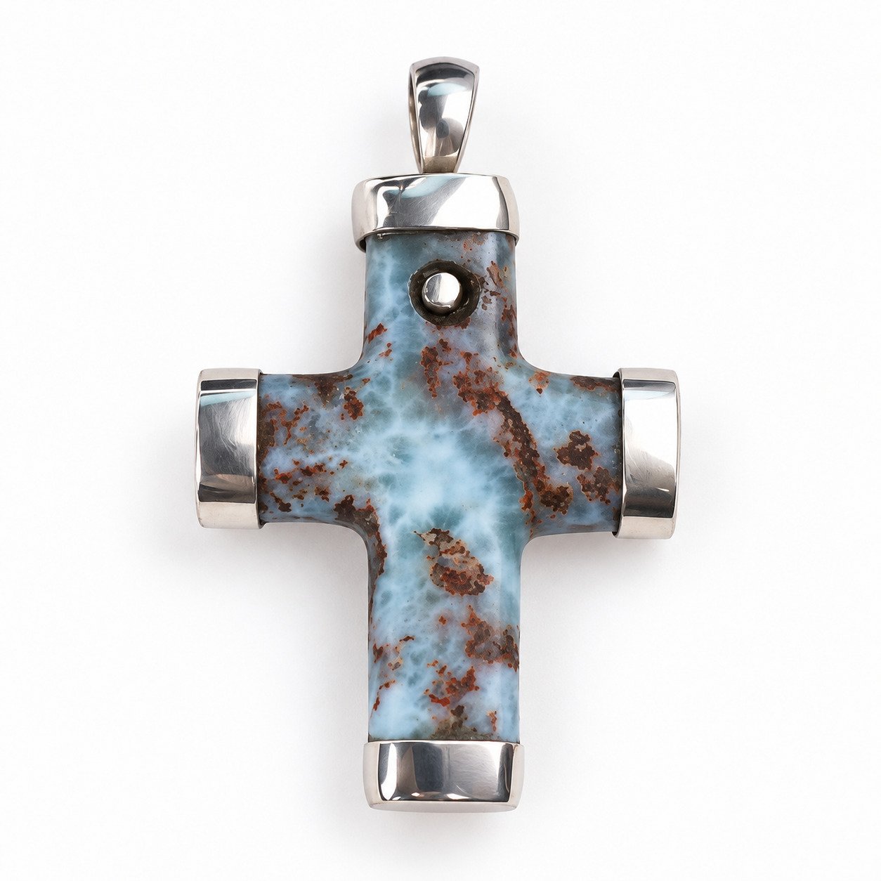 Heritage craftsmanship red blue Dominican Larimar sterling silver pendant 13.7g – photo 7
