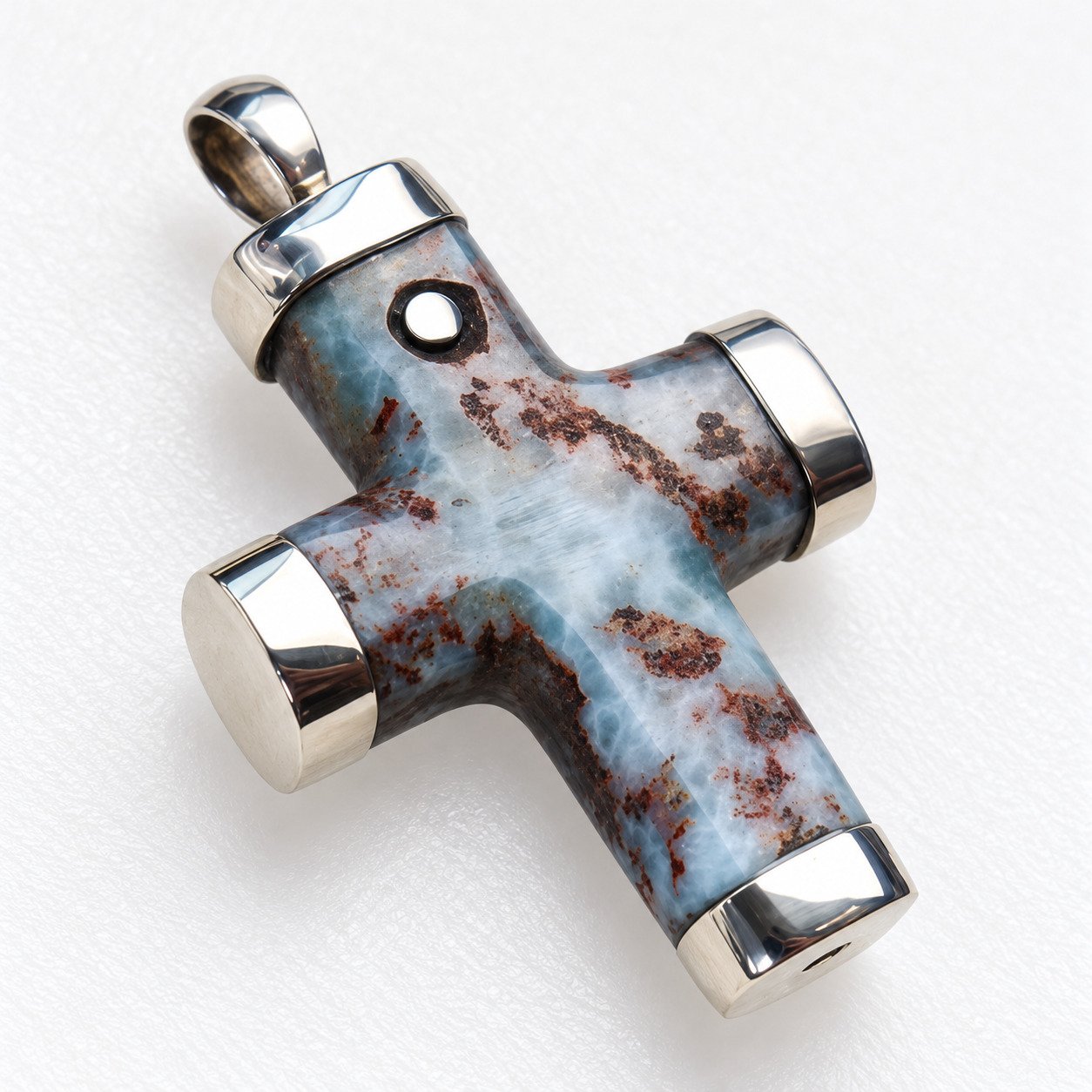 Heritage craftsmanship red blue Dominican Larimar sterling silver pendant 13.7g – photo 8