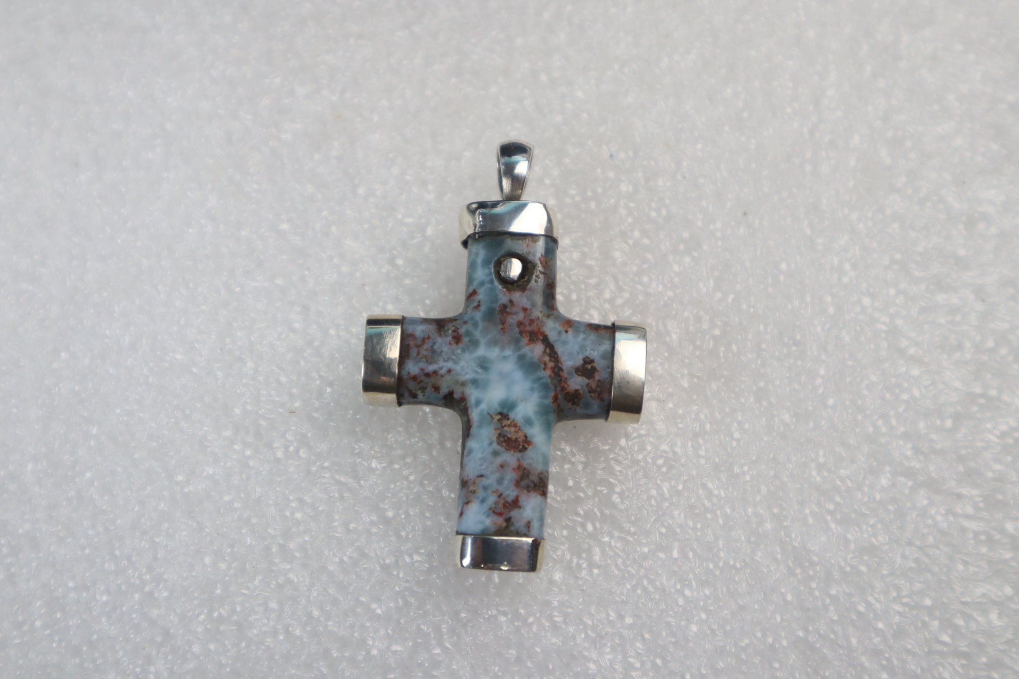 Heritage craftsmanship red blue Dominican Larimar sterling silver pendant 13.7g – photo 9