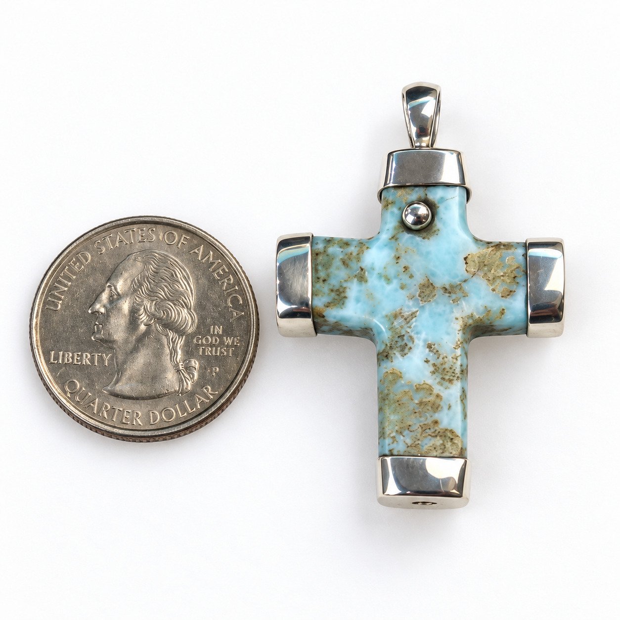 Heritage craftsmanship red blue Dominican Larimar sterling silver pendant 12.5g – photo 2