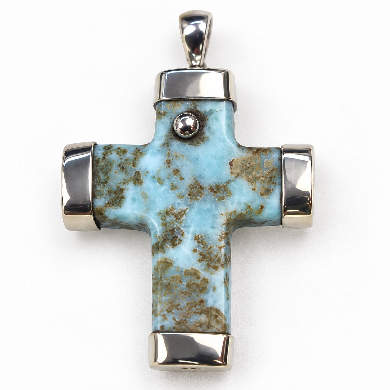 Heritage craftsmanship red blue Dominican Larimar sterling silver pendant 12.5g – photo 3
