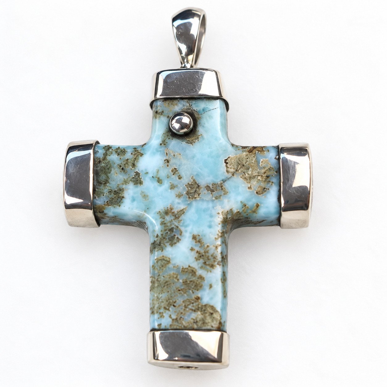 Heritage craftsmanship red blue Dominican Larimar sterling silver pendant 12.5g – photo 4