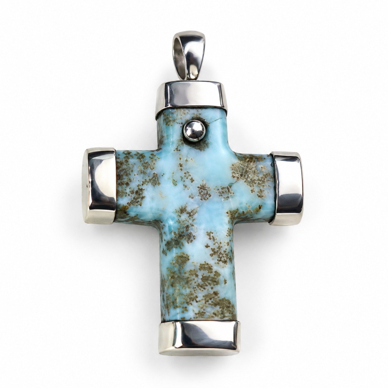 Heritage craftsmanship red blue Dominican Larimar sterling silver pendant 12.5g – photo 5