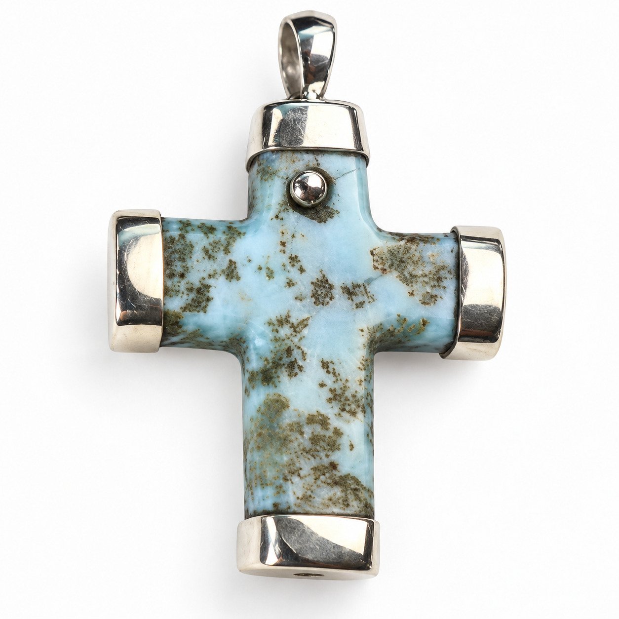 Heritage craftsmanship red blue Dominican Larimar sterling silver pendant 12.5g – photo 6